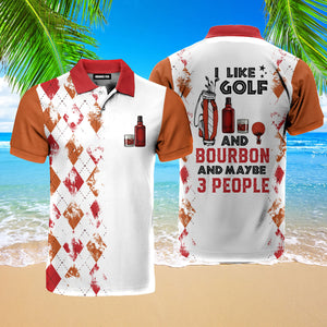 I Like Golf And Bourbon Red Golf Polo Shirt