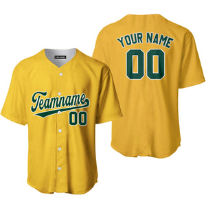 Personalized Kelly Green White And Gold Baseball Tee Jersey