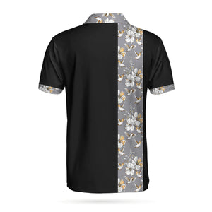 Luxury Golden Skull Black Golf Polo Shirt For Men