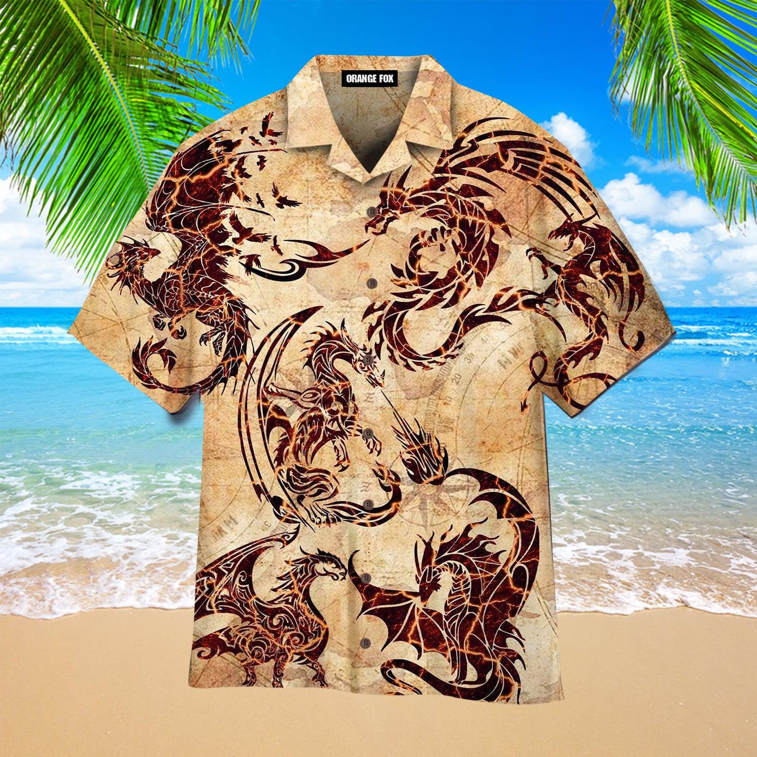 Vintage Dragon Viking Tattoo Hawaiian Shirt For Men & Women