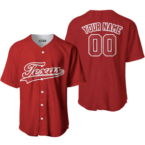 Personalized Texas Red White Baseball Tee Jersey