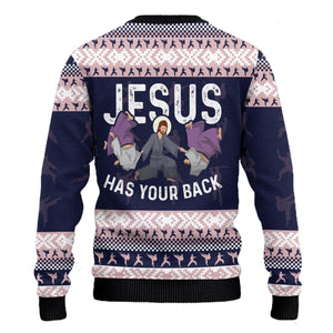 Funny Jesus Has Your Back Jiu Jitsu Ugly Christmas Sweater