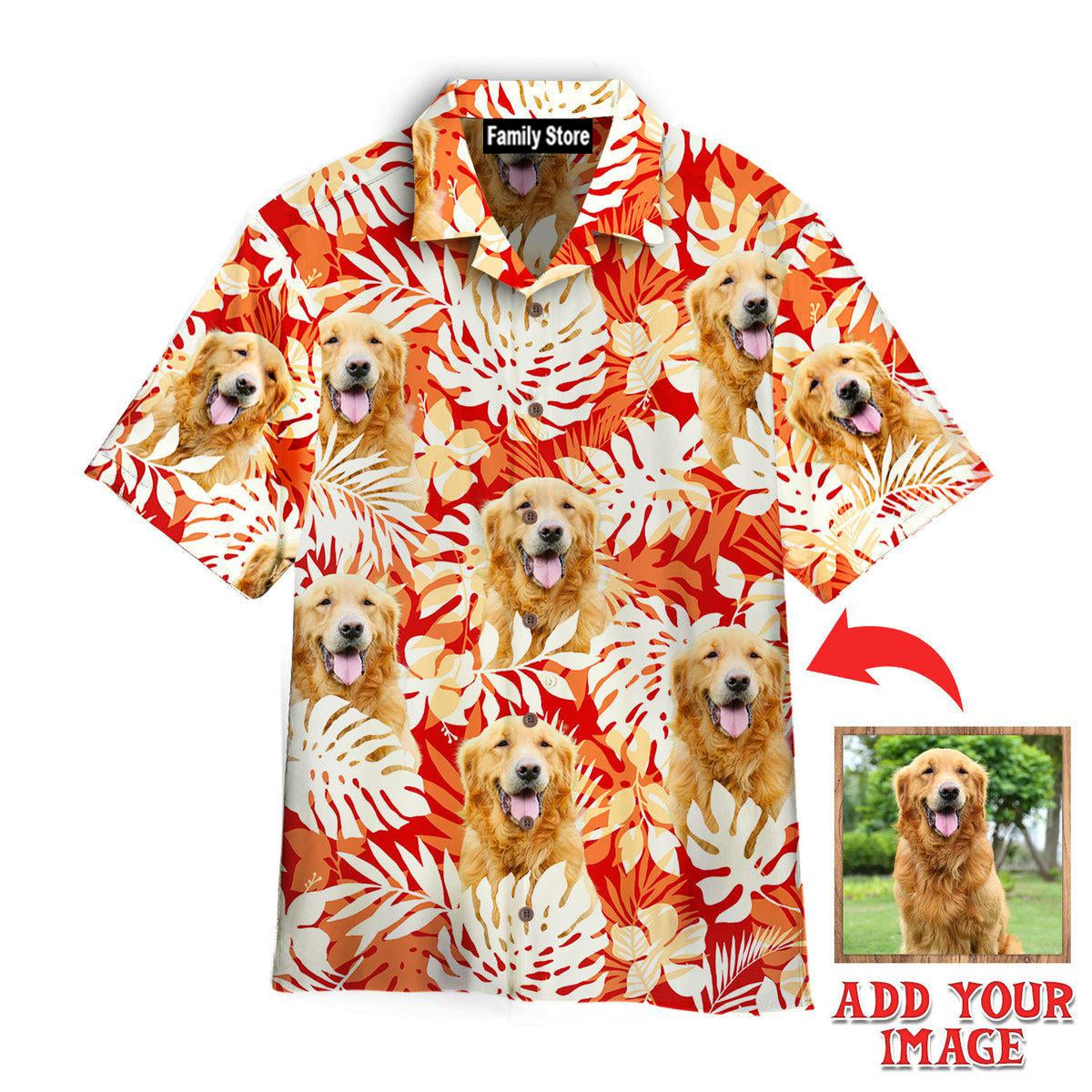 Custom Photo Love Golden Retriever - Gift For Dog Lovers - Personalized Hawaiian Shirt