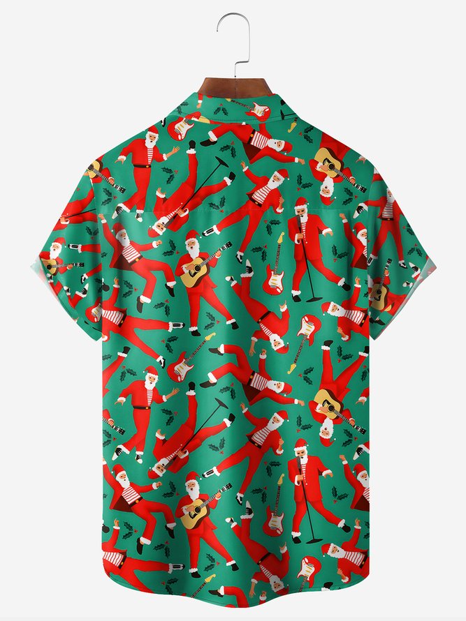 Christmas Funny Musical Santa With Guitar - Hawaiian Shirt