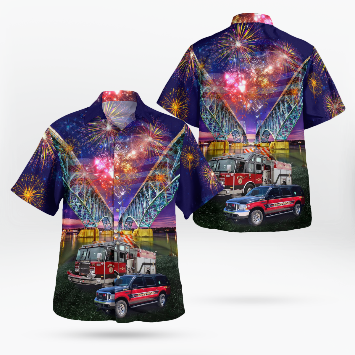 Town Of Tonawanda, New York, River Road Fire Co 4th Of July - Hawaiian Shirt