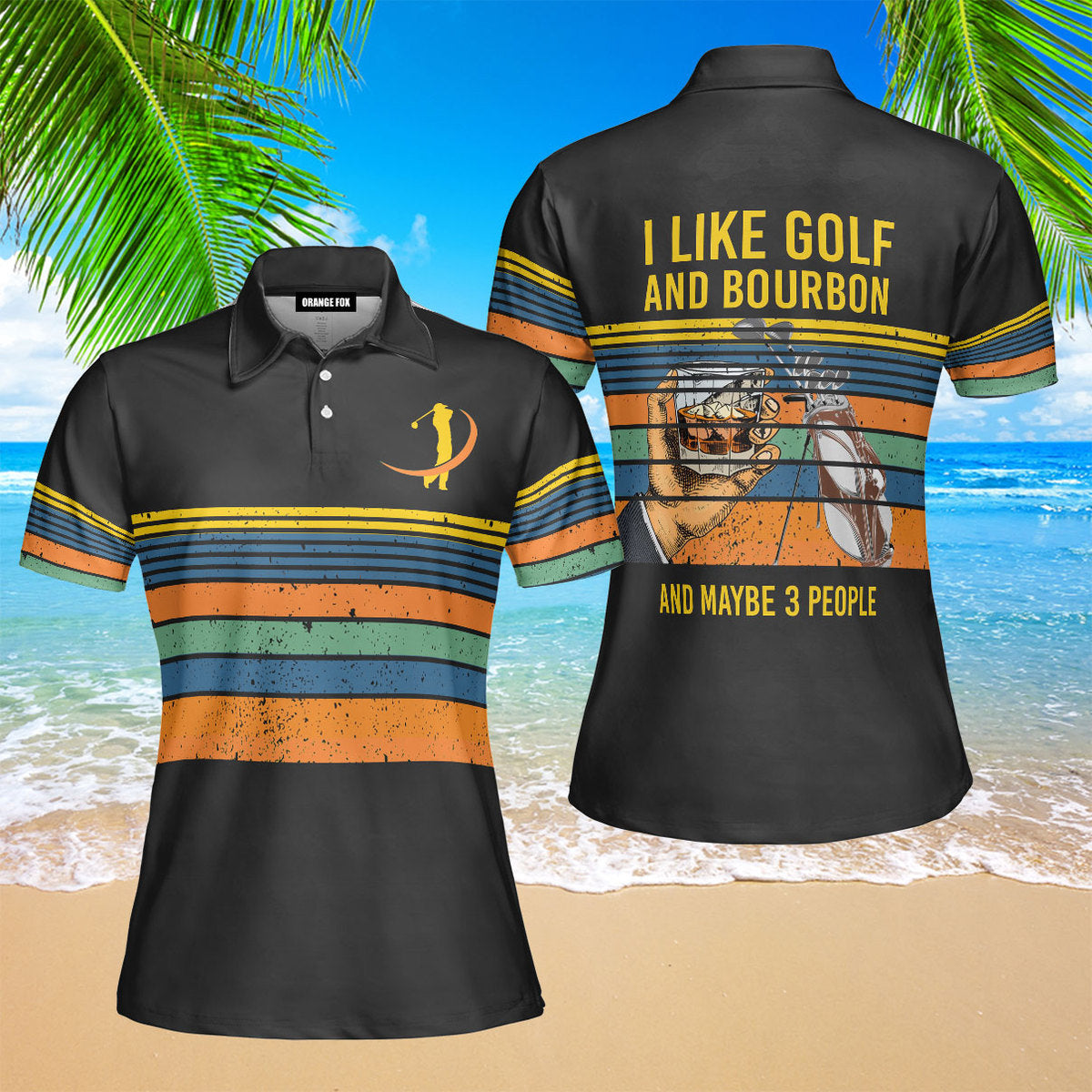 I Like Golf And Bourbon Vintage Retro Golf Polo Shirt For Women