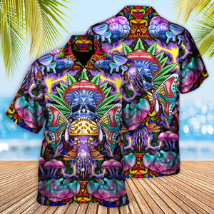 Hippie Mushroom And Skull Art - Hawaiian Shirt