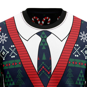 Dark Blue Cardigan Ugly Christmas Sweater