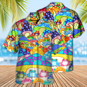 Hippie Frog Mushroom Hippie Colorful Art Peace - Hawaiian Shirt