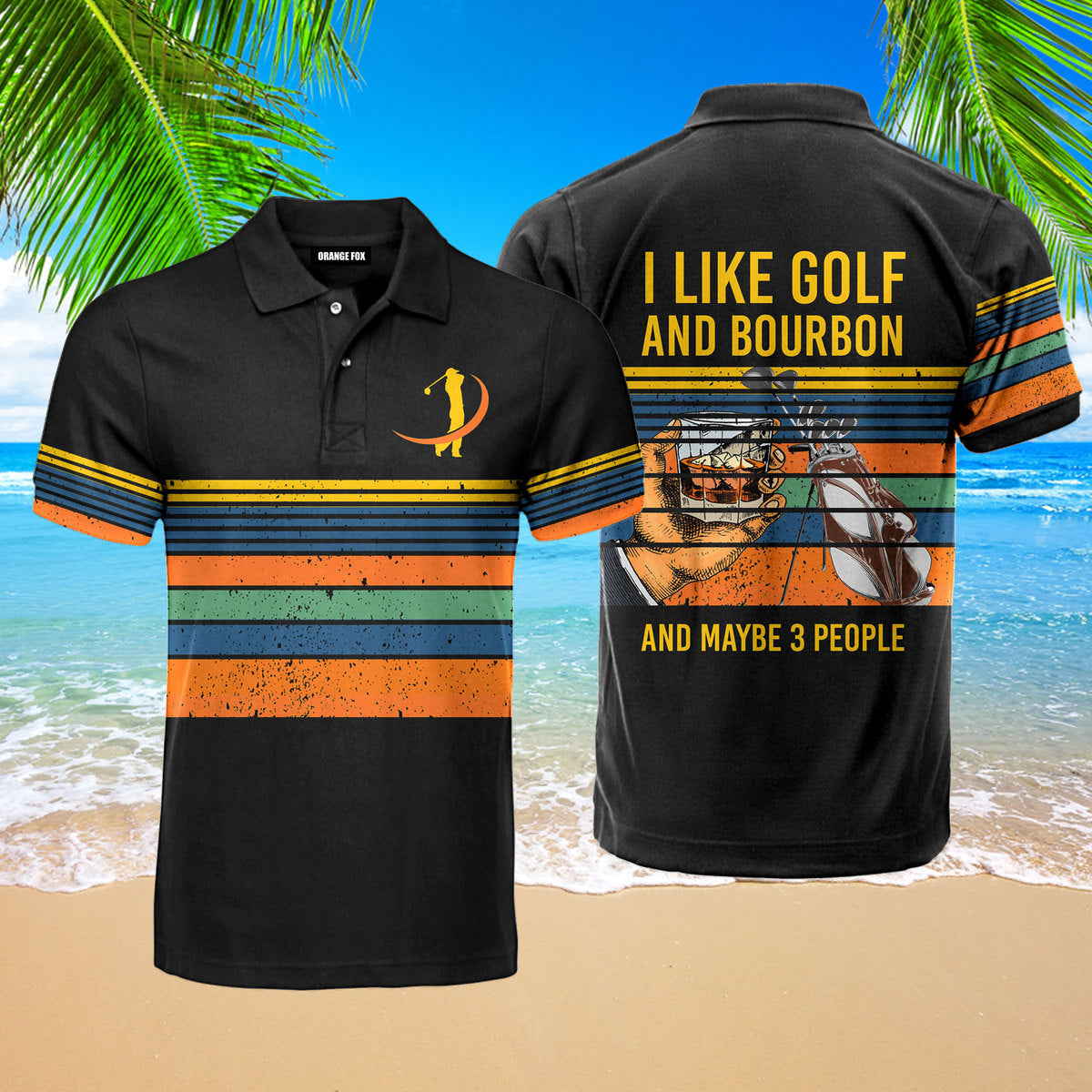 I Like Golf And Bourbon Vintage Retro Golf Polo Shirt For Men