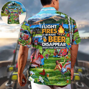 Camping I Light Fires And Make Beer Disappear - Hawaiian Shirt