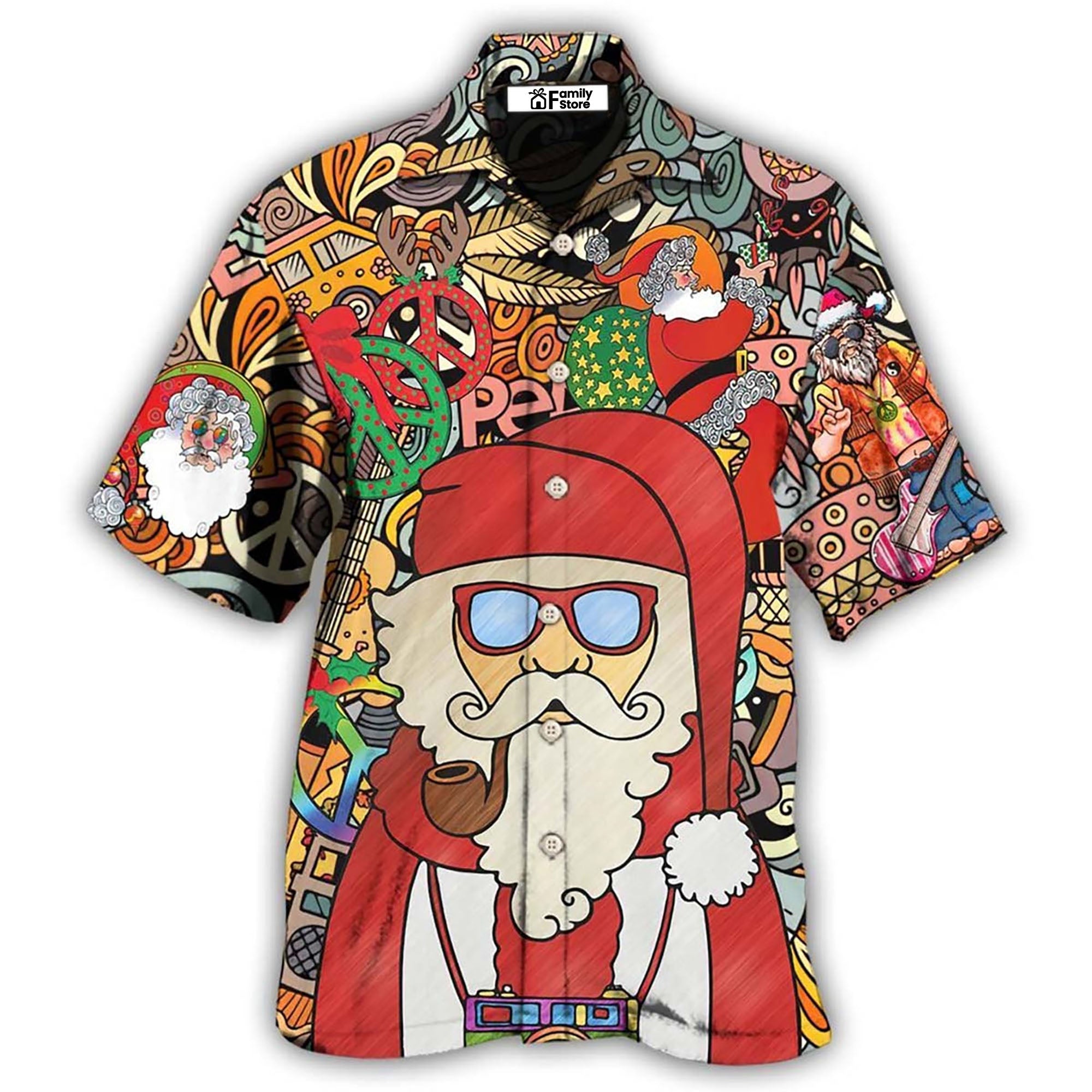 Hippie Santa Claus Merry Christmas - Hawaiian Shirt