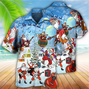 Christmas Santa Loves Music And Guitar - Hawaiian Shirt