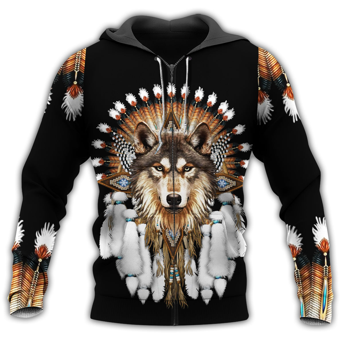 Native A Wolf Strong - Hoodie