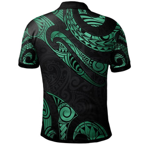 Personalized Samoa Polynesian Poly Tattoo Green Version Polo Shirt