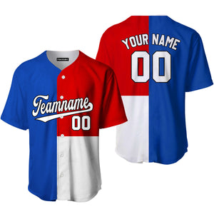 Personalized Royal Red White Pattern With White Baseball Tee Jersey