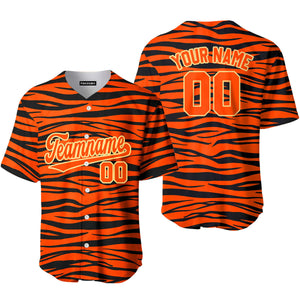 Personalized Tiger Skin Orange Cream Baseball Tee Jersey