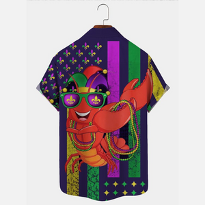 Holiday Mardi Gras Lobster Cartoon - Gift For Family, Friends - Hawaiian Shirt