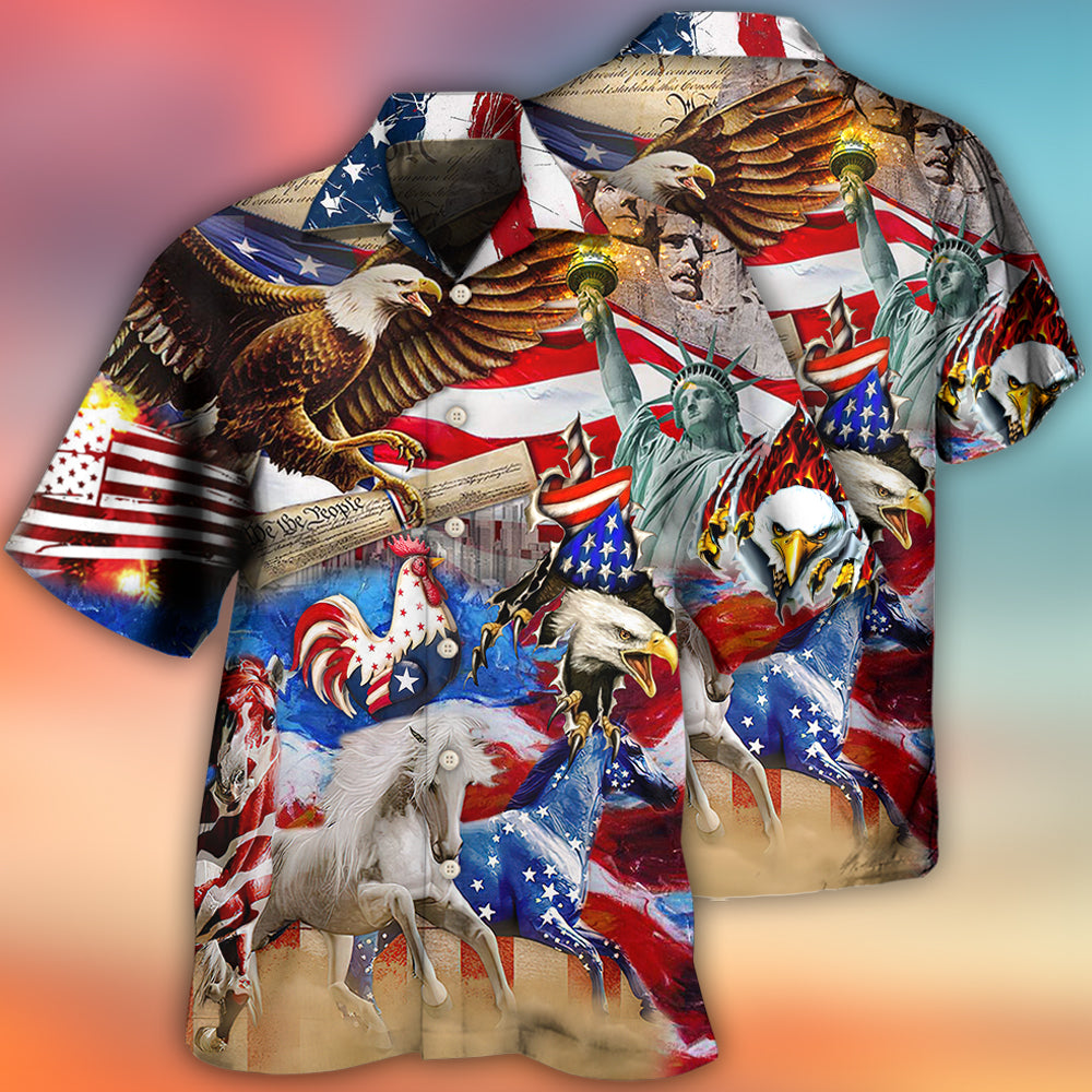 America Independence Day Animal Happy -  Hawaiian Shirt