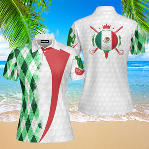 Mexico Golf Mexican Flag Green Red Polo Shirt