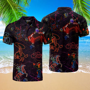 Cowboy Neon Colorful Polo Shirt For Men, Racing Lovers