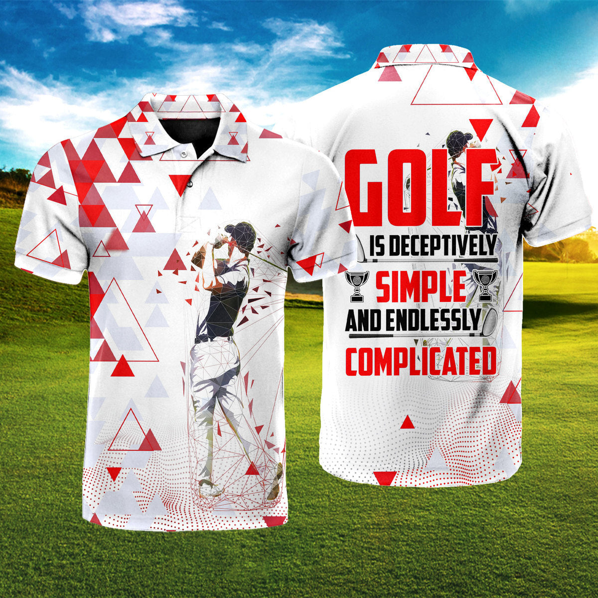 Golf Is Deceptively Simple Complicated Red Polo Shirt For Men