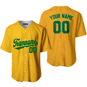 Personalized Kelly Green And Gold Baseball Tee Jersey