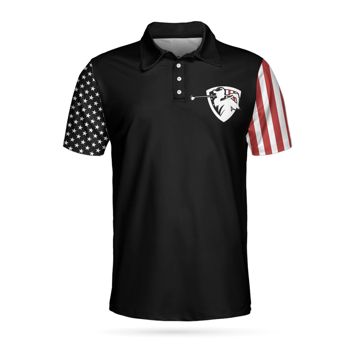 Proud American Dark Theme American Flag Patriotic Golf Polo Shirt For Men