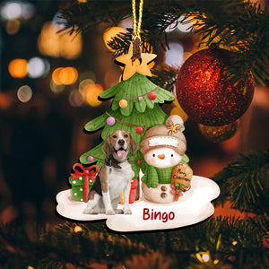 Christmas Tree And Pet - Gift For Pet Lover - Personalized Photo Custom Shaped Wooden Ornament