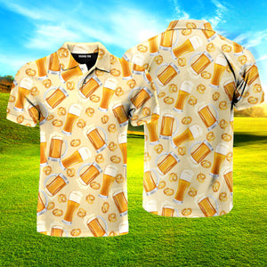 Oktoberfest Yellow Beer Pretzels Polo Shirt For Men