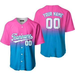 Personalized White Royal Pink Fade Fashion Baseball Tee Jersey