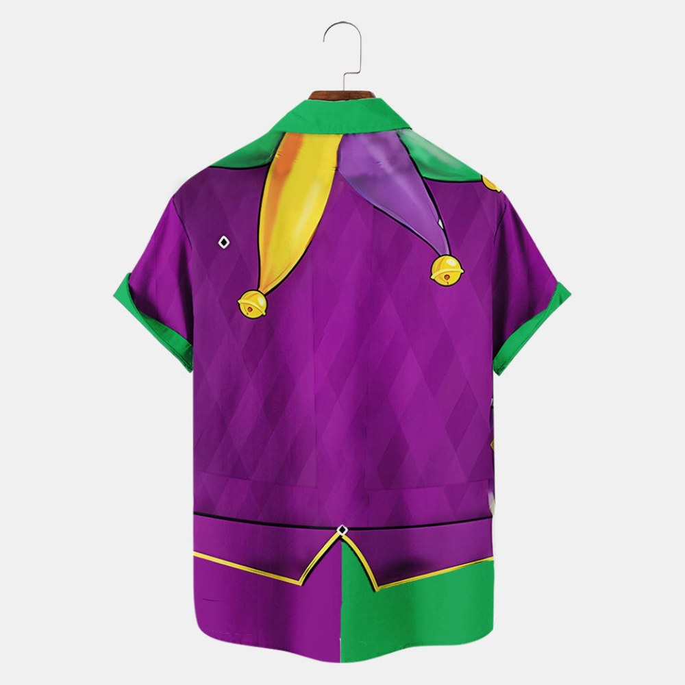 Mardi Gras Purple Joker Cosplay Costume - Hawaiian Shirt