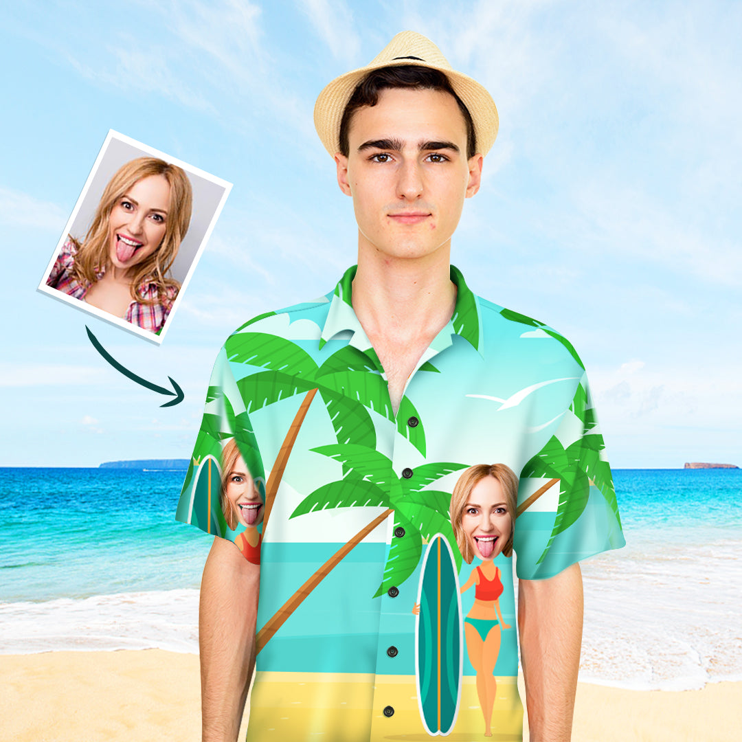 Custom Photo Vacation Surfing - For Men And Women - Personalized Hawaiian Shirt