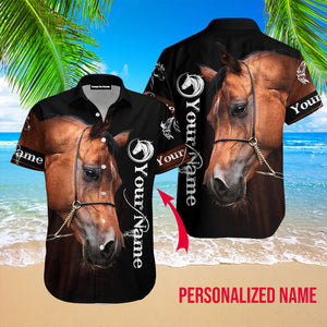 Personalized Horse Lover Black - Hawaiian Shirt