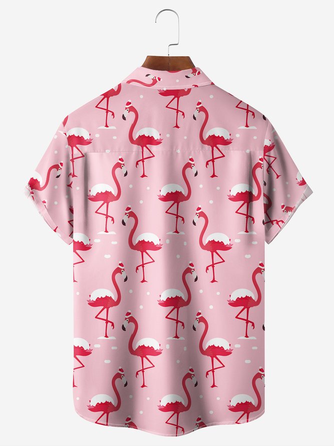 Christmas Pink Flamingo Patttern - For Men And Women - Hawaiian Shirt