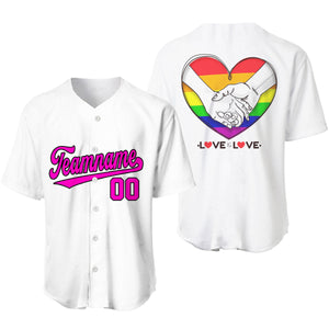 Personalized Pride LGBT Love Is Love Black Pink Baseball Tee Jersey