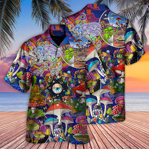 Hippie Mushroom Aliens Stay Hippie Colorful Art - Hawaiian Shirt