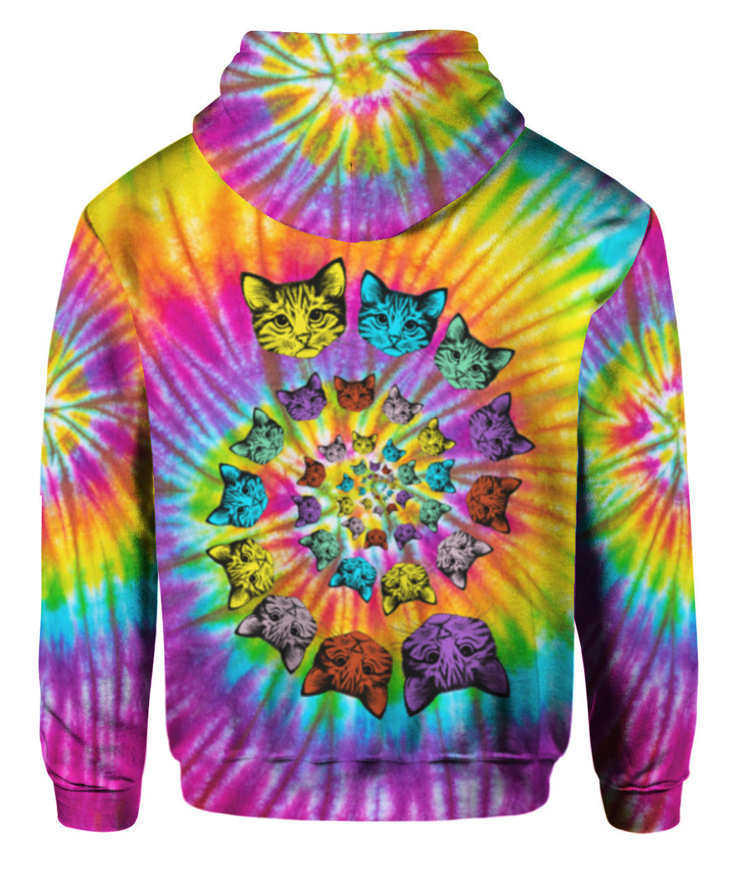 Tie Dye Hippie Cat Cute - Hoodie