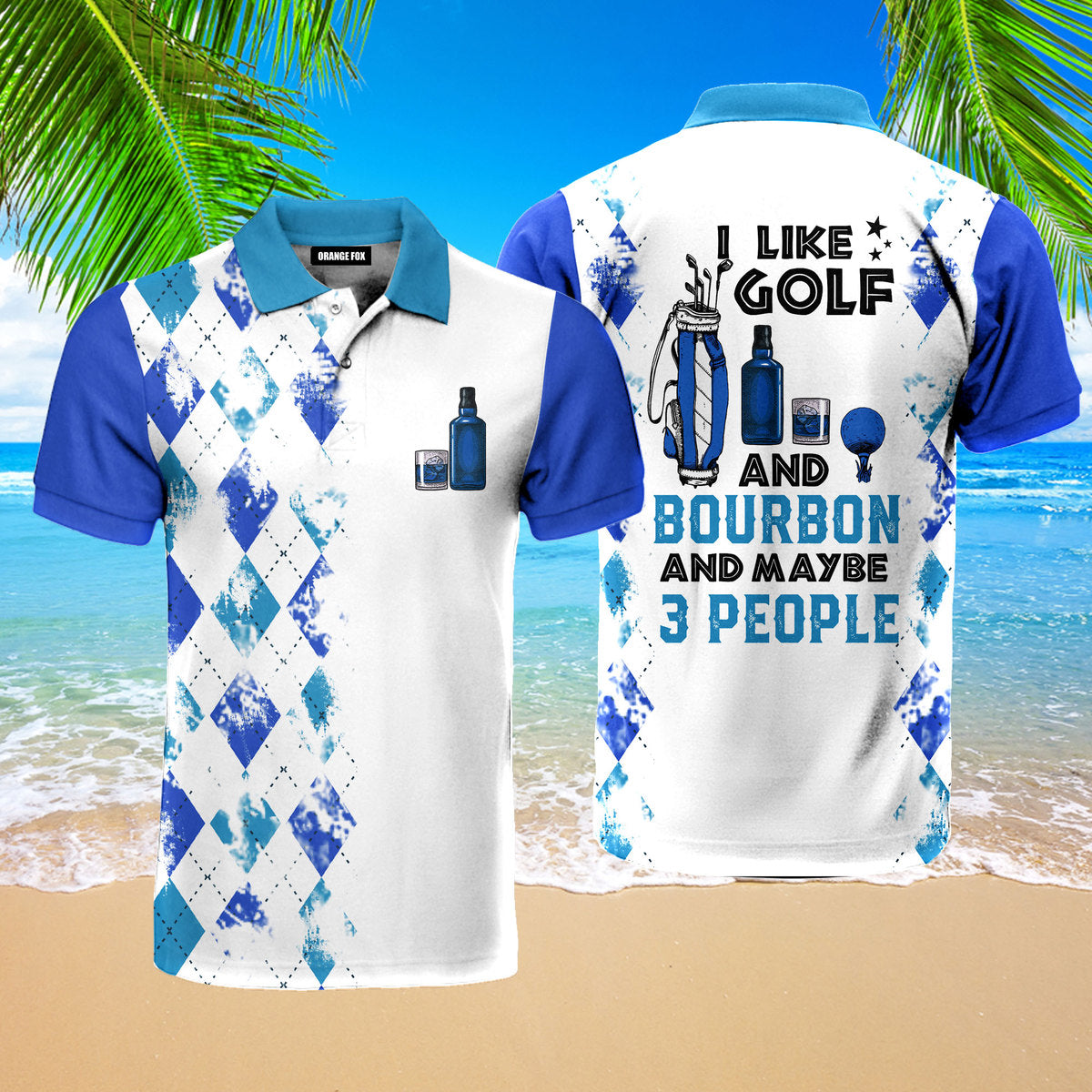 I Like Golf And Bourbon Blue Golf Polo Shirt