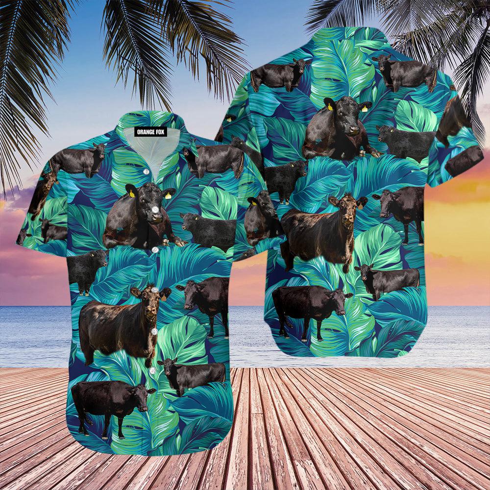 Black Angus Cattle Lovers Green Hawaiian Shirt For Men & Women