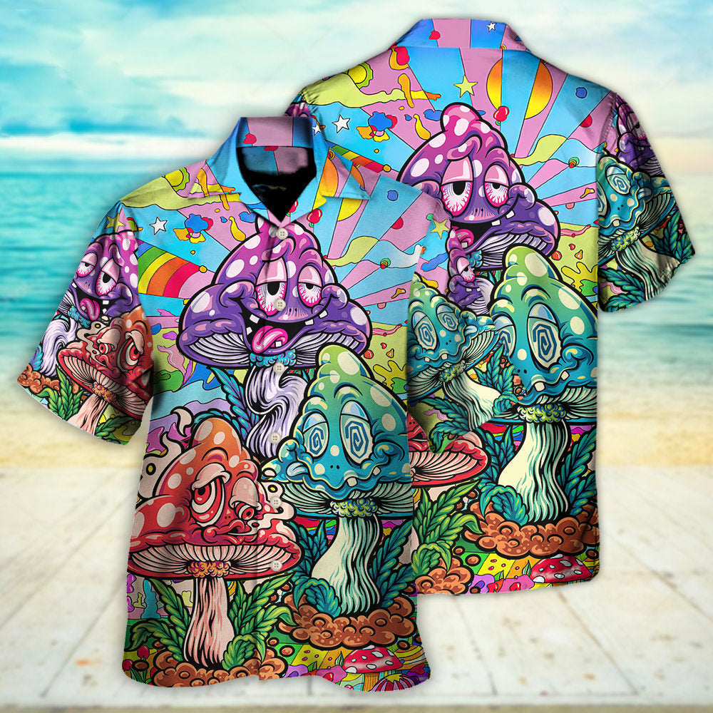 Hippie Mushroom Colorful Happy Life - Hawaiian Shirt