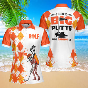 Skull Golf Orange Yellow Golf Polo Shirt For Women