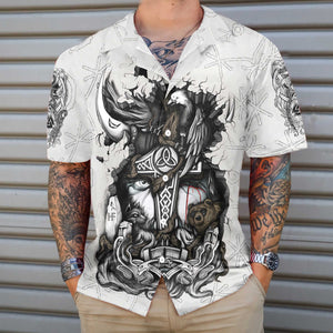 Viking Tattoo Odin White - Hawaiian Shirt