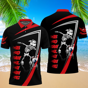 Skull Bowling Dab Polo Shirt For Men