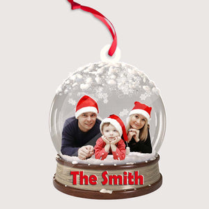 Merry Christmas Family Ball - Gift For  Family - Custom Photo And Name, Personalized Acrylic Ornament