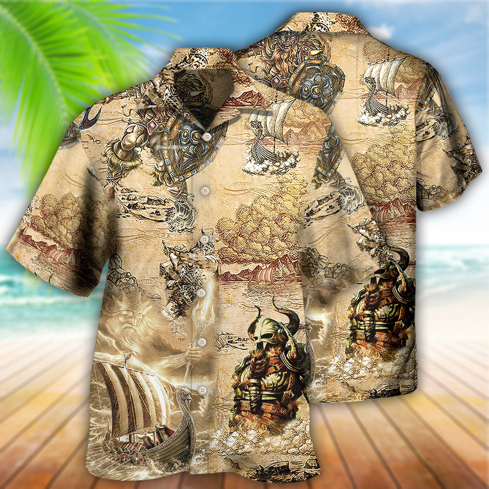 Viking Map War Vintage - Beige Color Hawaiian Shirt