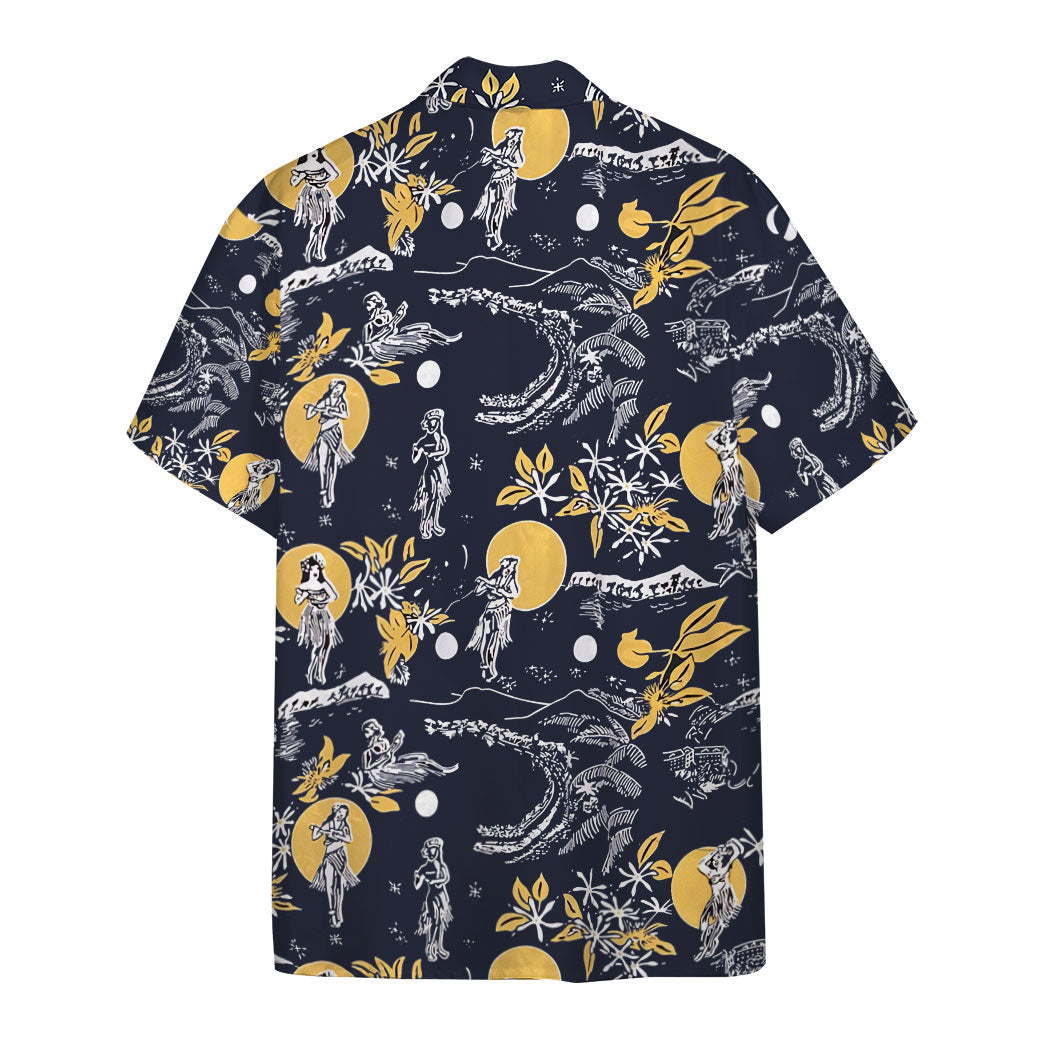 Jay Hernandez Hula Moon Navy Retro Hawaiian Shirt