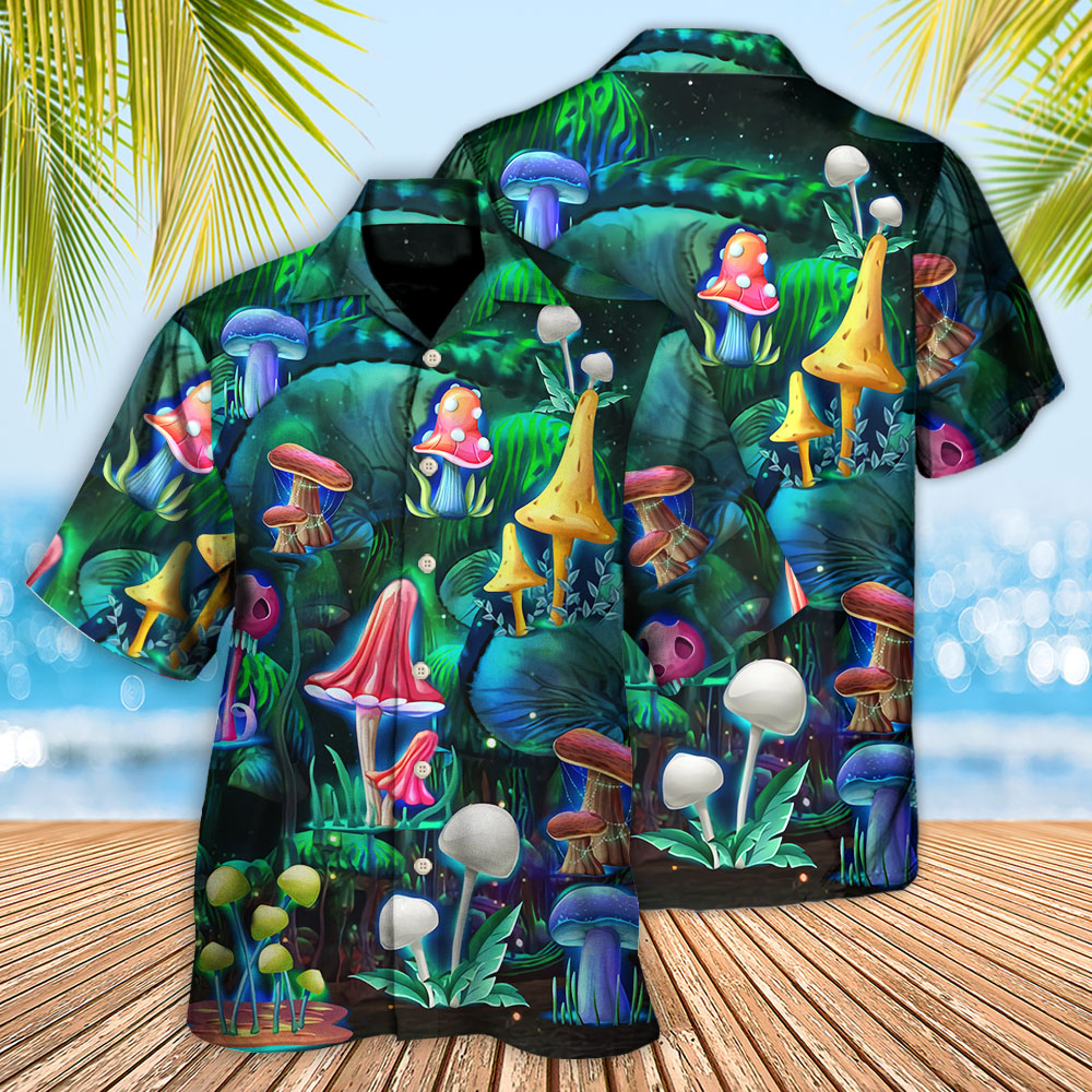 Hippie Mushroom Galaxy Neon Art - Hawaiian Shirt