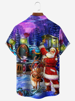 Christmas Santa Claus Reindeer And Train - Hawaiian Shirt