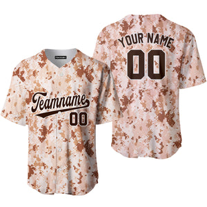 Personalized Brown US Navy Pixel Camo Brown White Baseball Tee Jersey